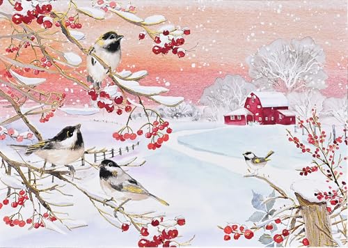 Snowy Songbirds Deluxe Boxed Holiday Cards (20 Cards, 21 Self-Sealing Envelopes)